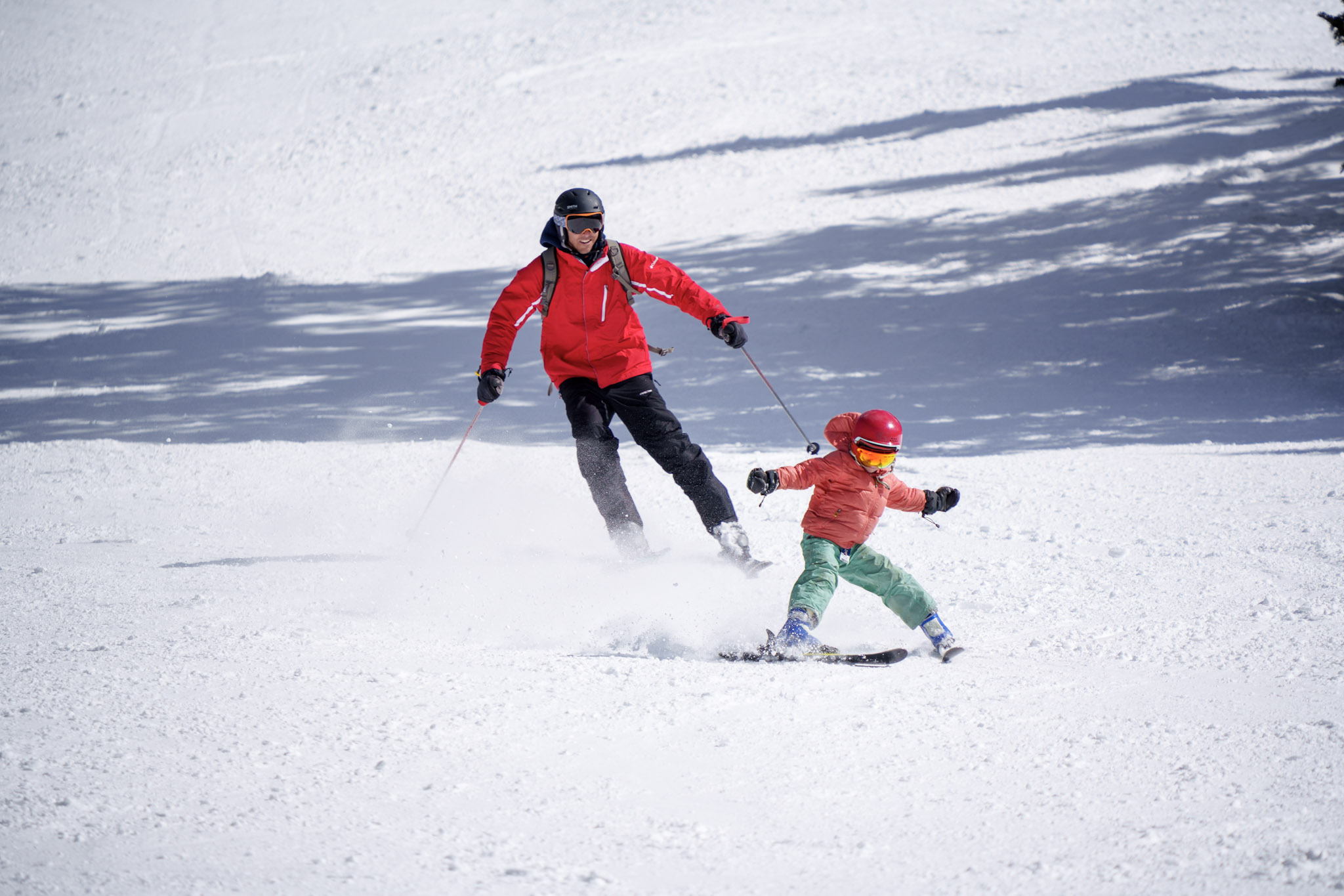 Parent and child skiing at snowbowl